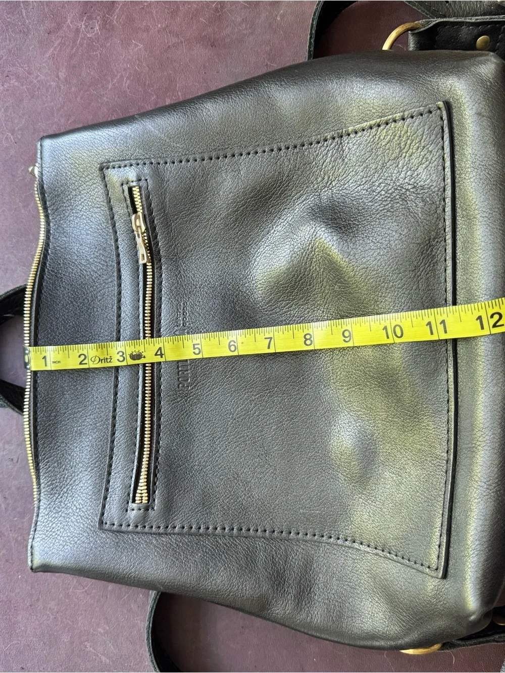 Portland Leather Backpack, pebbled black with gold zippers